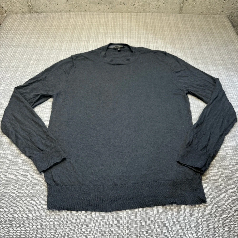 Banana Republic Merino Wool Crewneck Sweater Mens Large Charcoal Gray